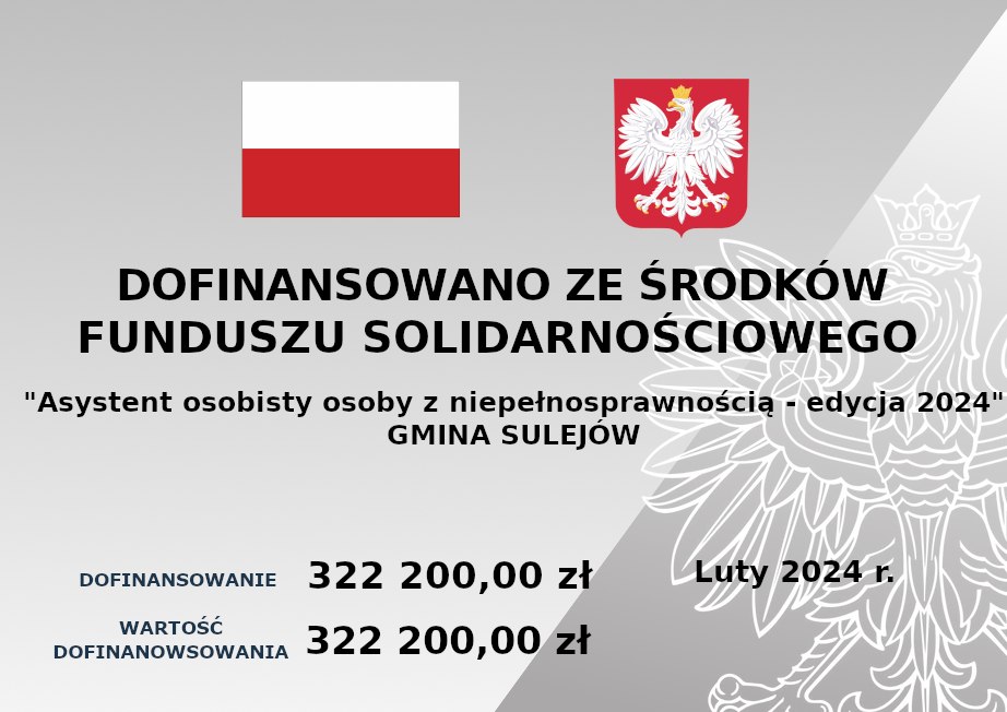 plakat dofinansowanie  dla gminy Sulejów 322 200 z