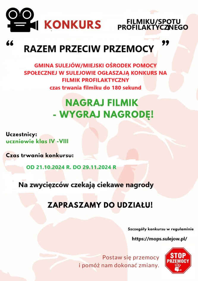 plakat o konkursie nagranie filmu profilaktycznego