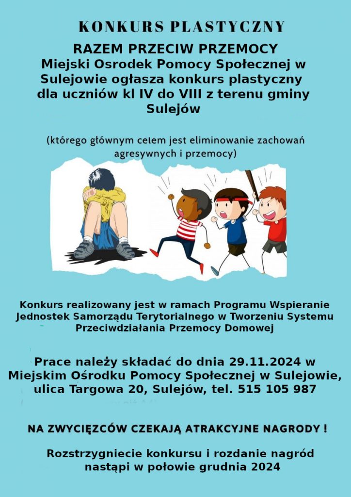 plakat o konkursie plastycznym dotyczącym przemocy