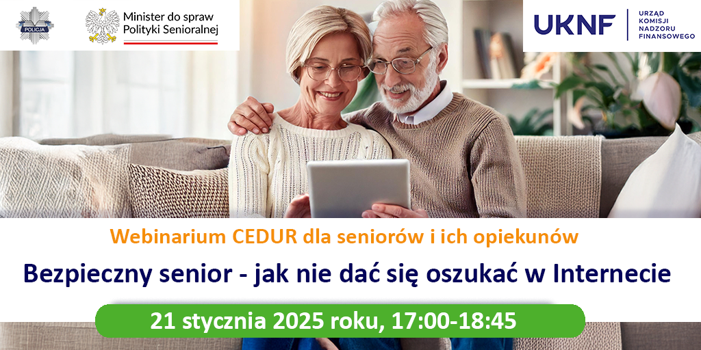 plakat bezpieczny Senior webinarium na 21 stycznia 2025 r.
